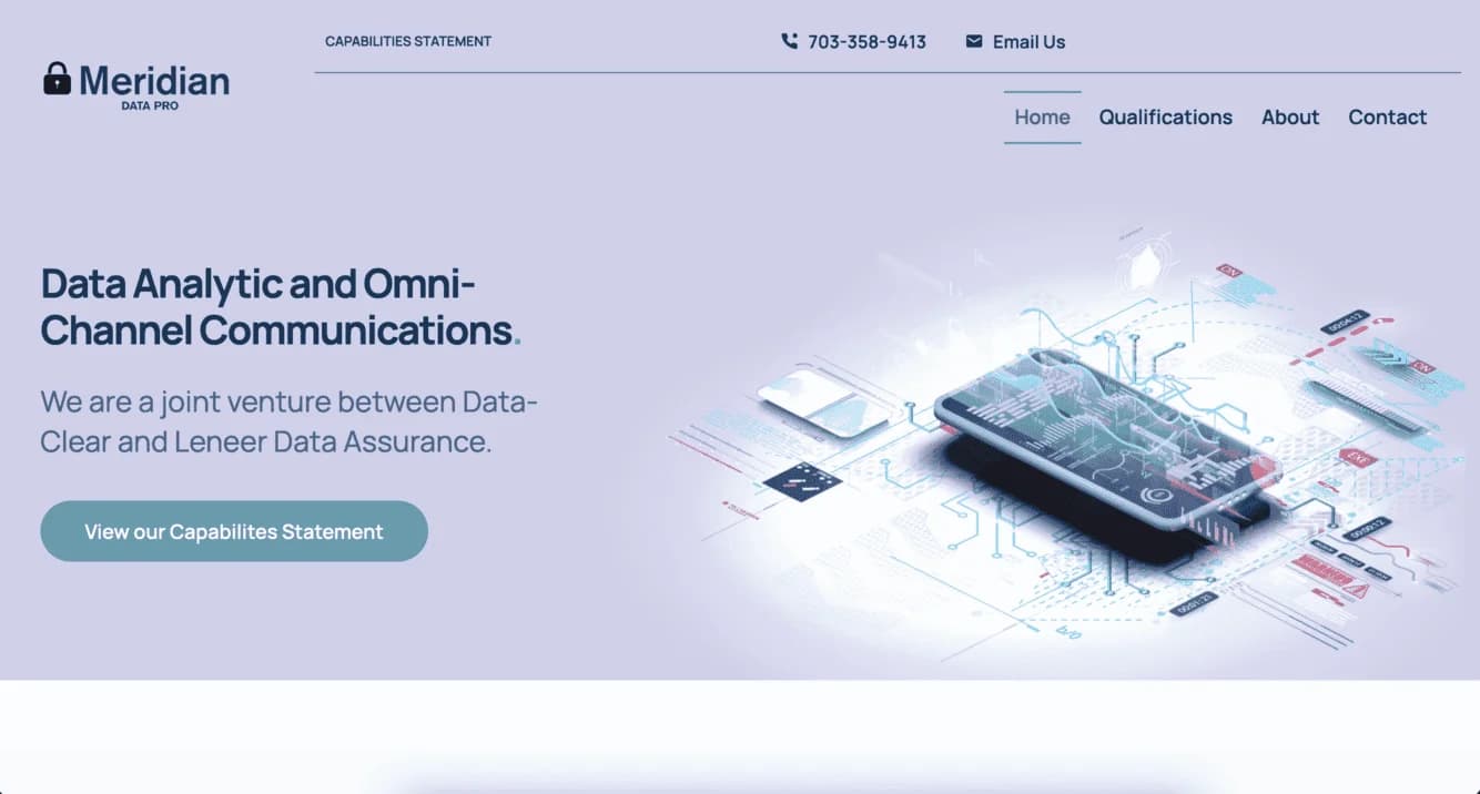 Meridian Data Pro website preview